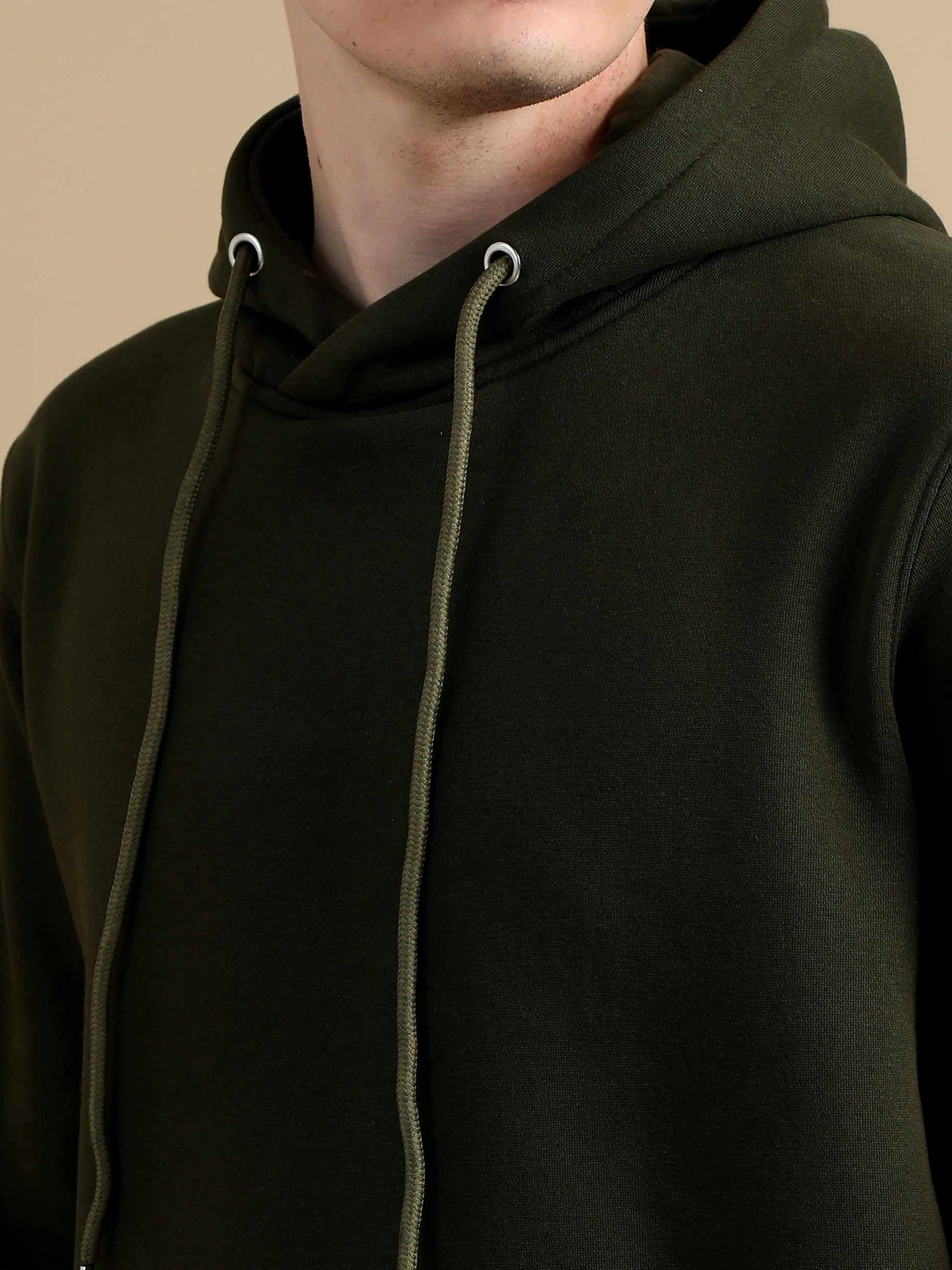 Cotton Cozy Peak Olive Hoodie For Men