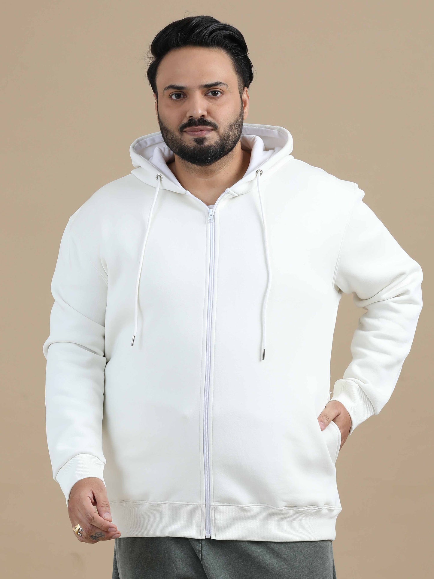 CozyPeak Plus Size White Hoodie