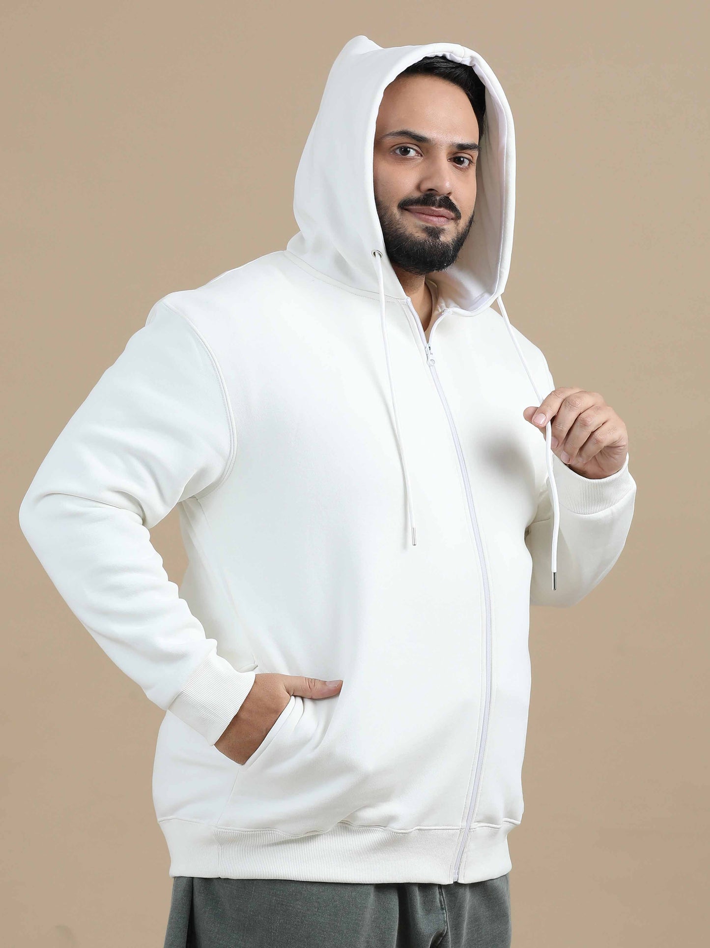 CozyPeak Plus Size White Hoodie