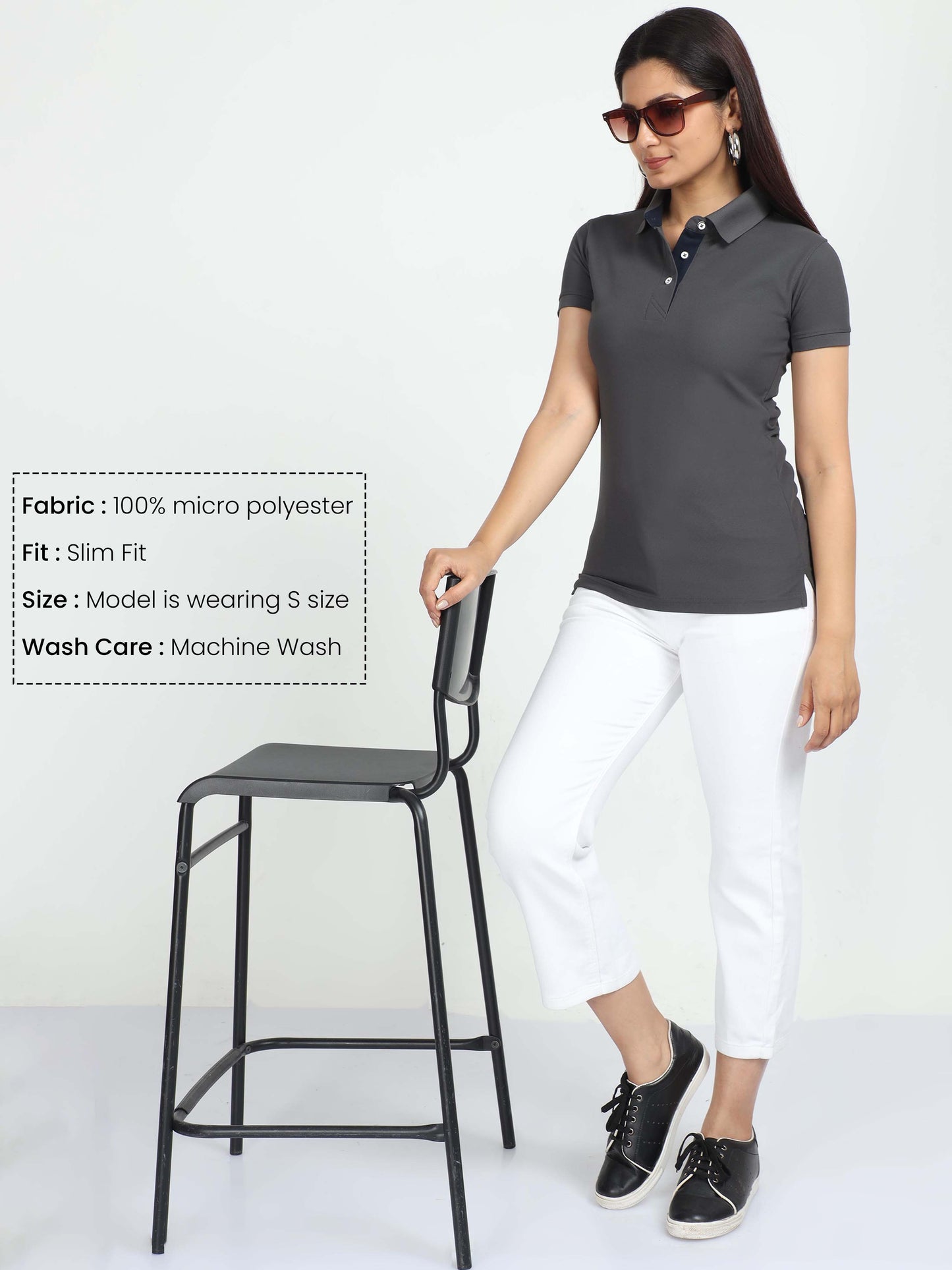 Charcoal Grey Women's Polo T-shirt