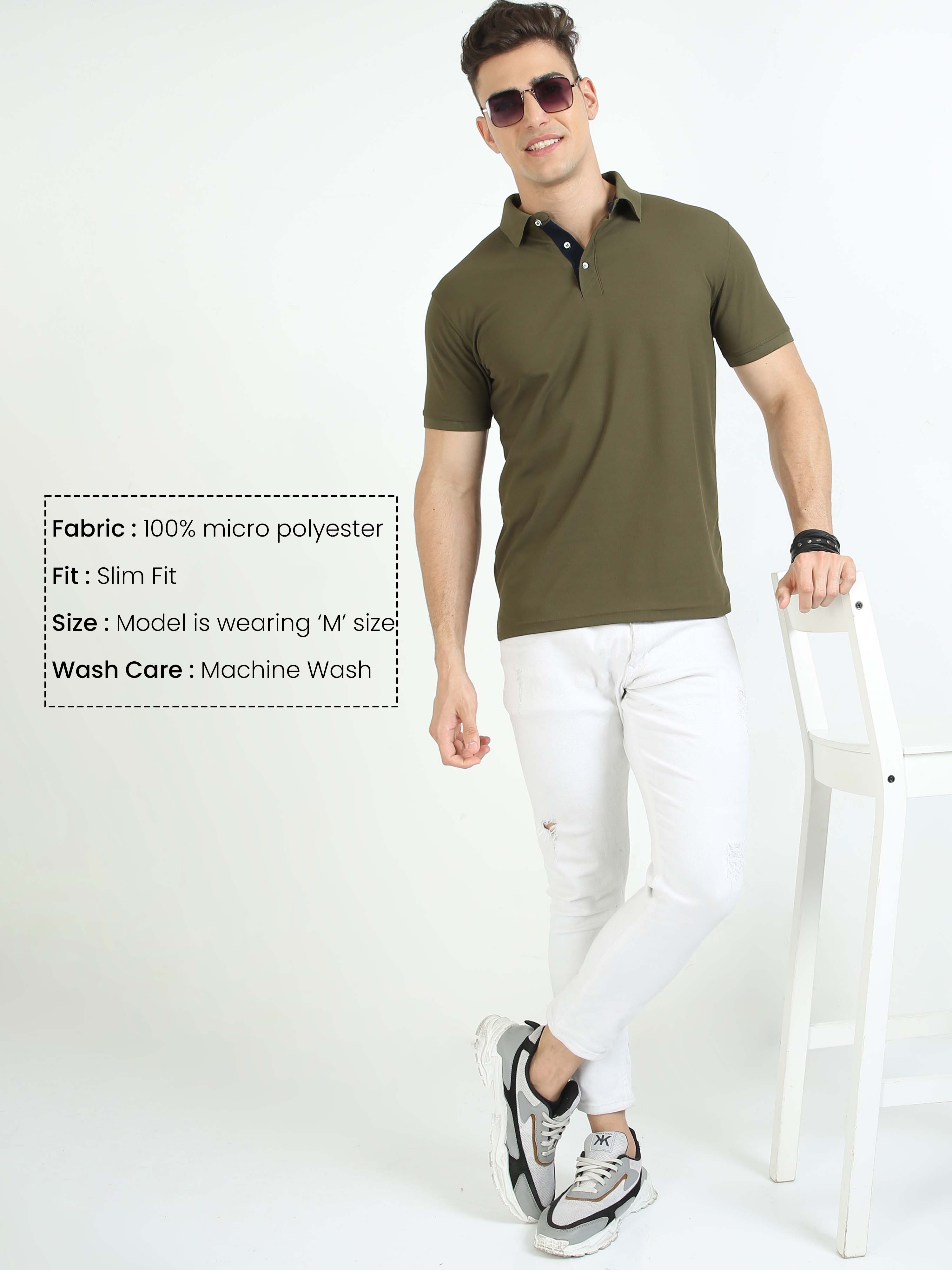 Shop Latest olive green polo t shirt mens Online in India