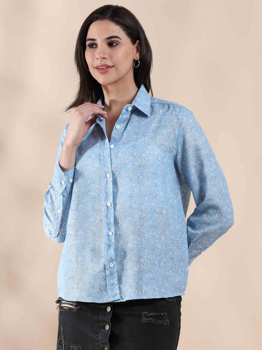 Serene Sky Cotton Shirt for women