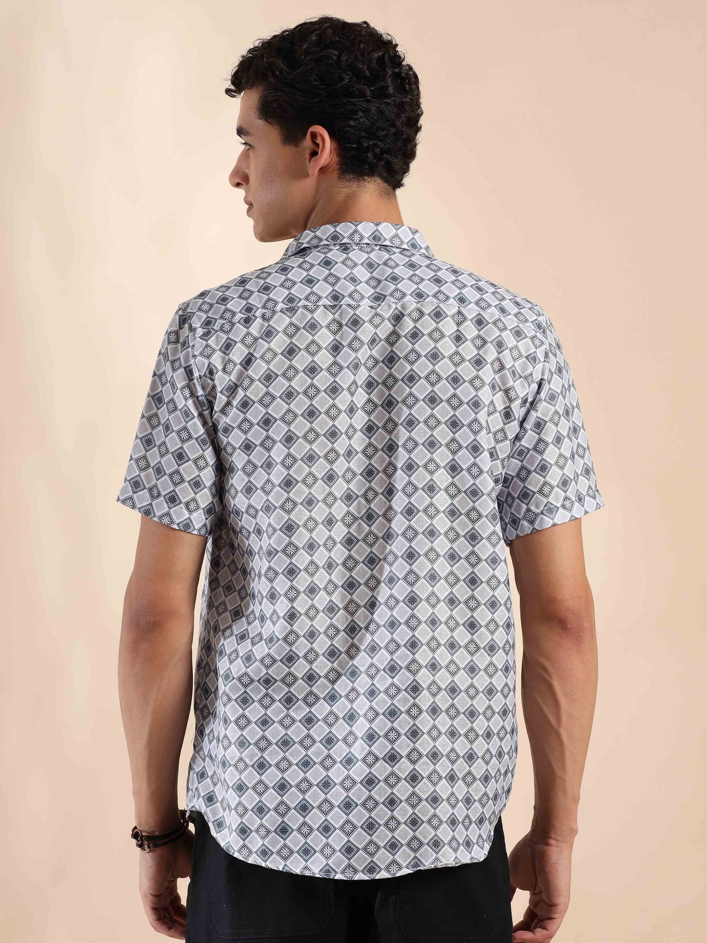 Half sleeve printed polyester cotton shirt for Men