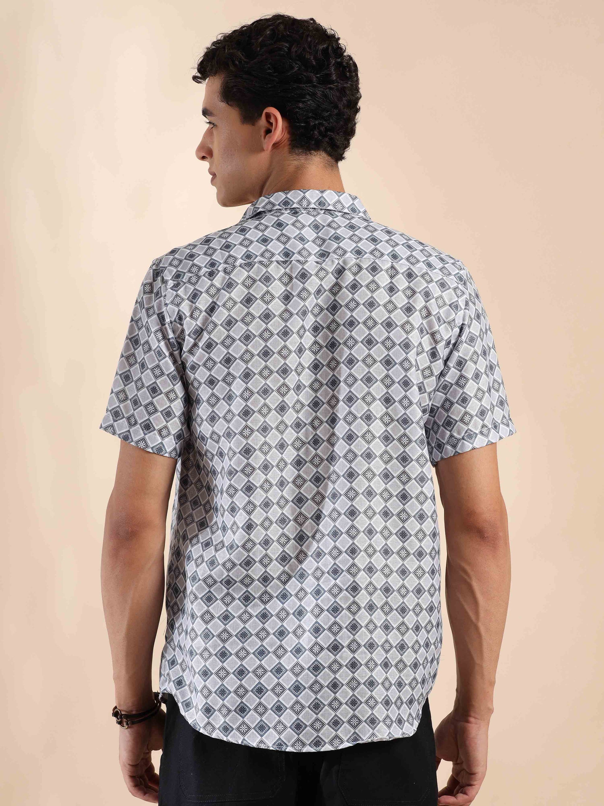 Half sleeve printed polyester cotton shirt for Men