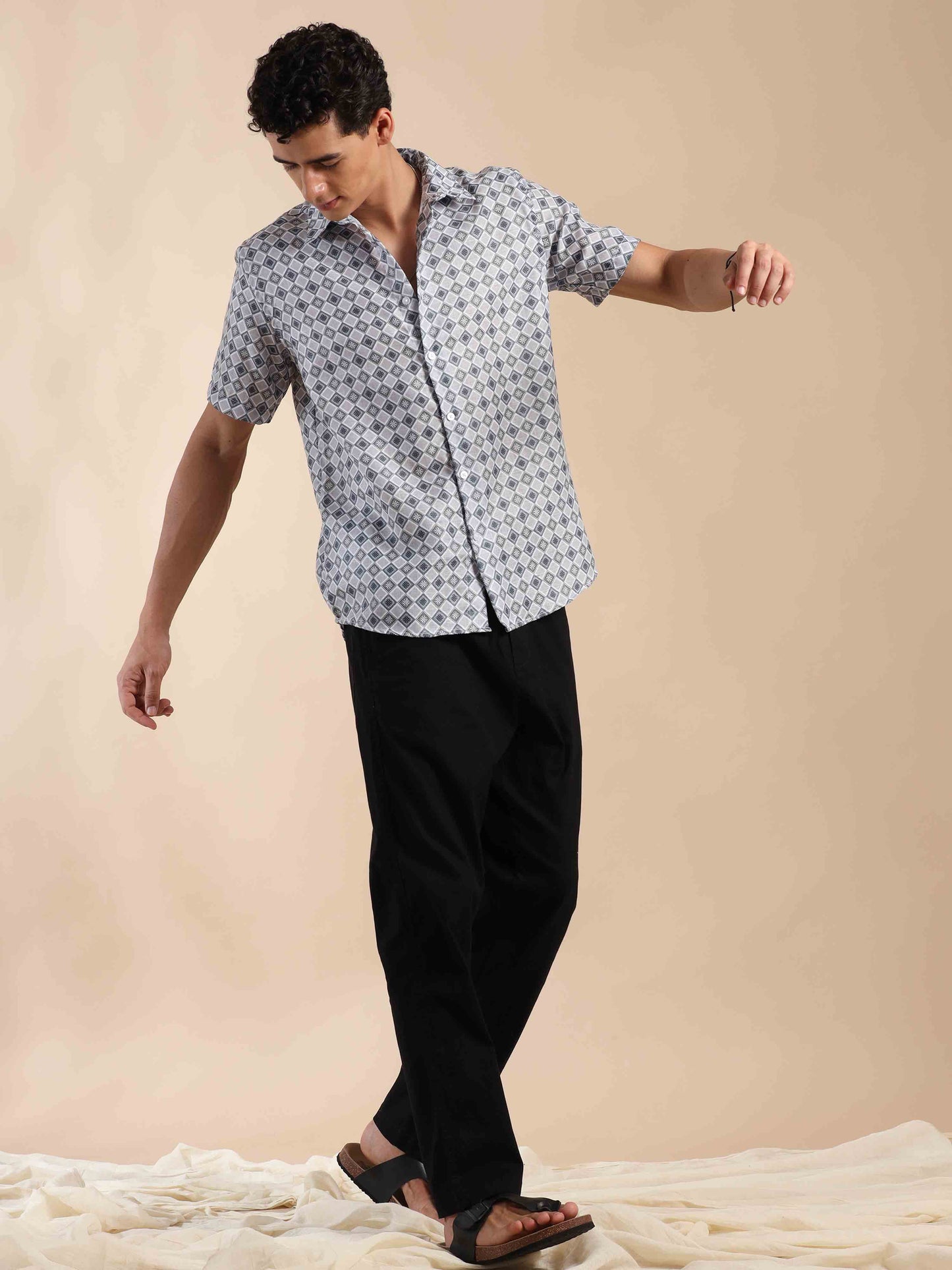 Half sleeve printed polyester cotton shirt for Men