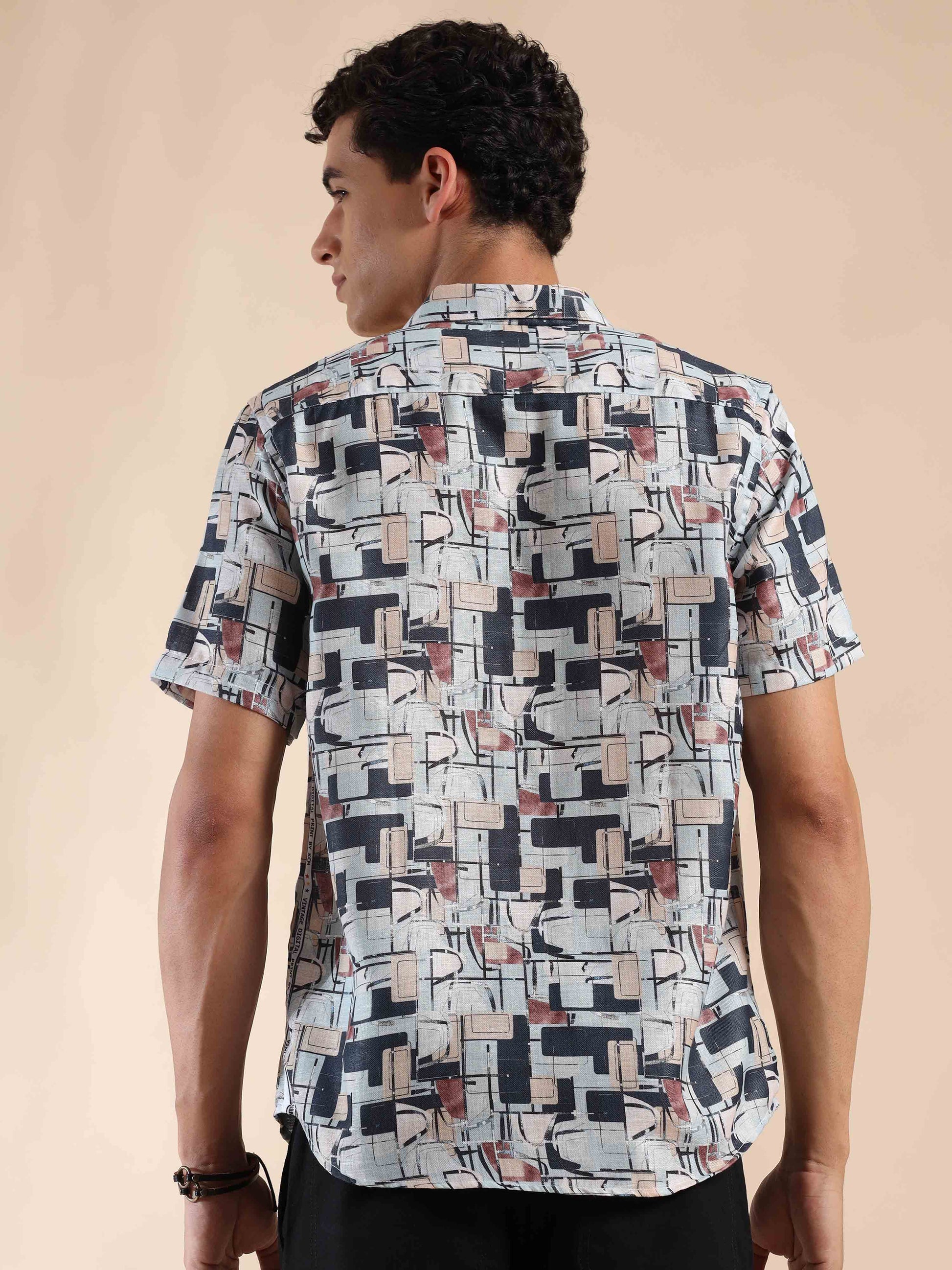 Half sleeve printed polyester cotton shirt for Men