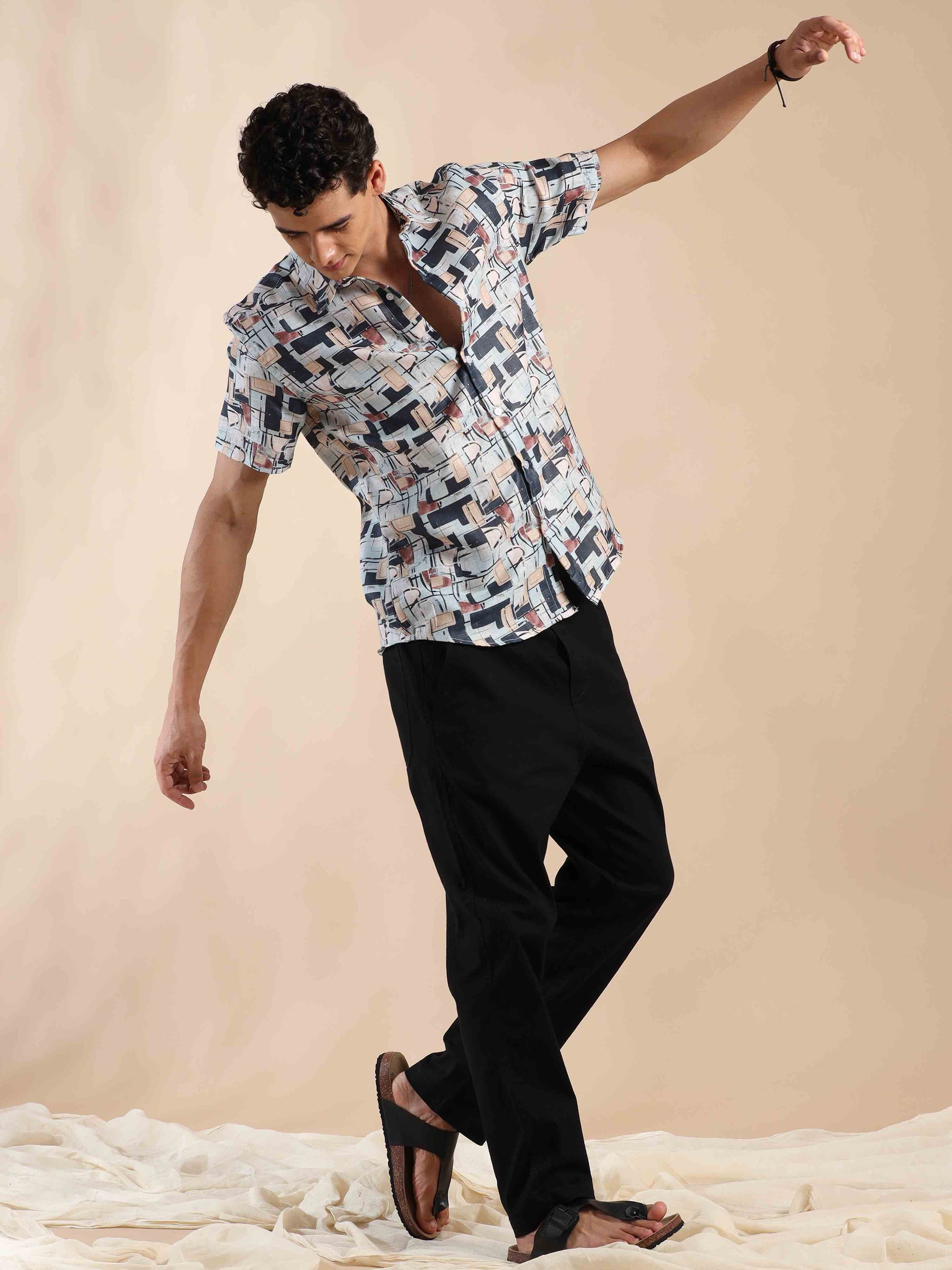 Half sleeve printed polyester cotton shirt for Men