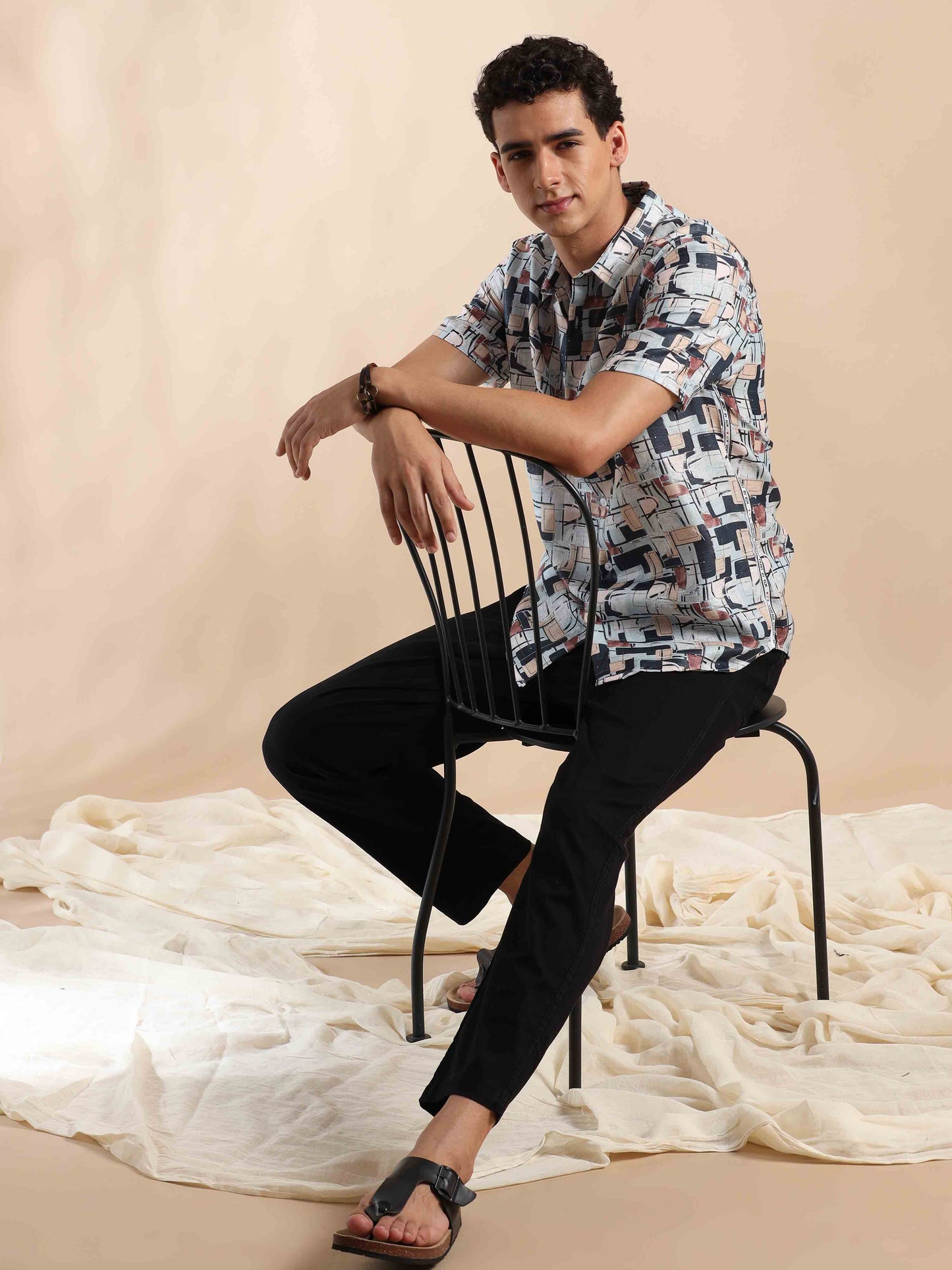 Half sleeve printed polyester cotton shirt for Men