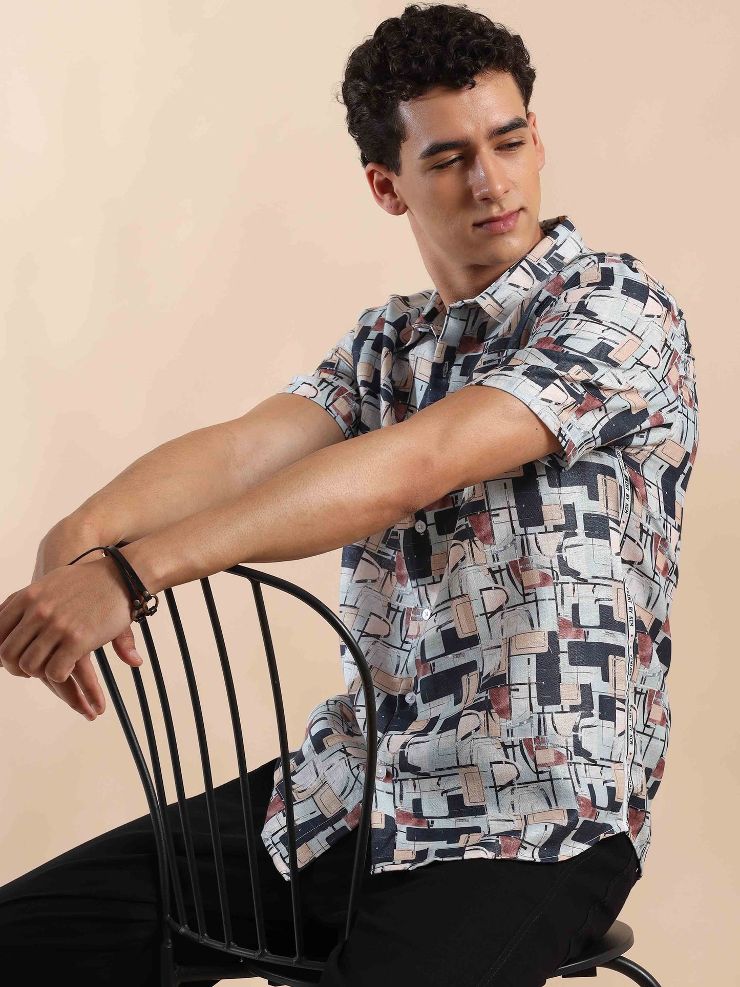 Half sleeve printed polyester cotton shirt for Men