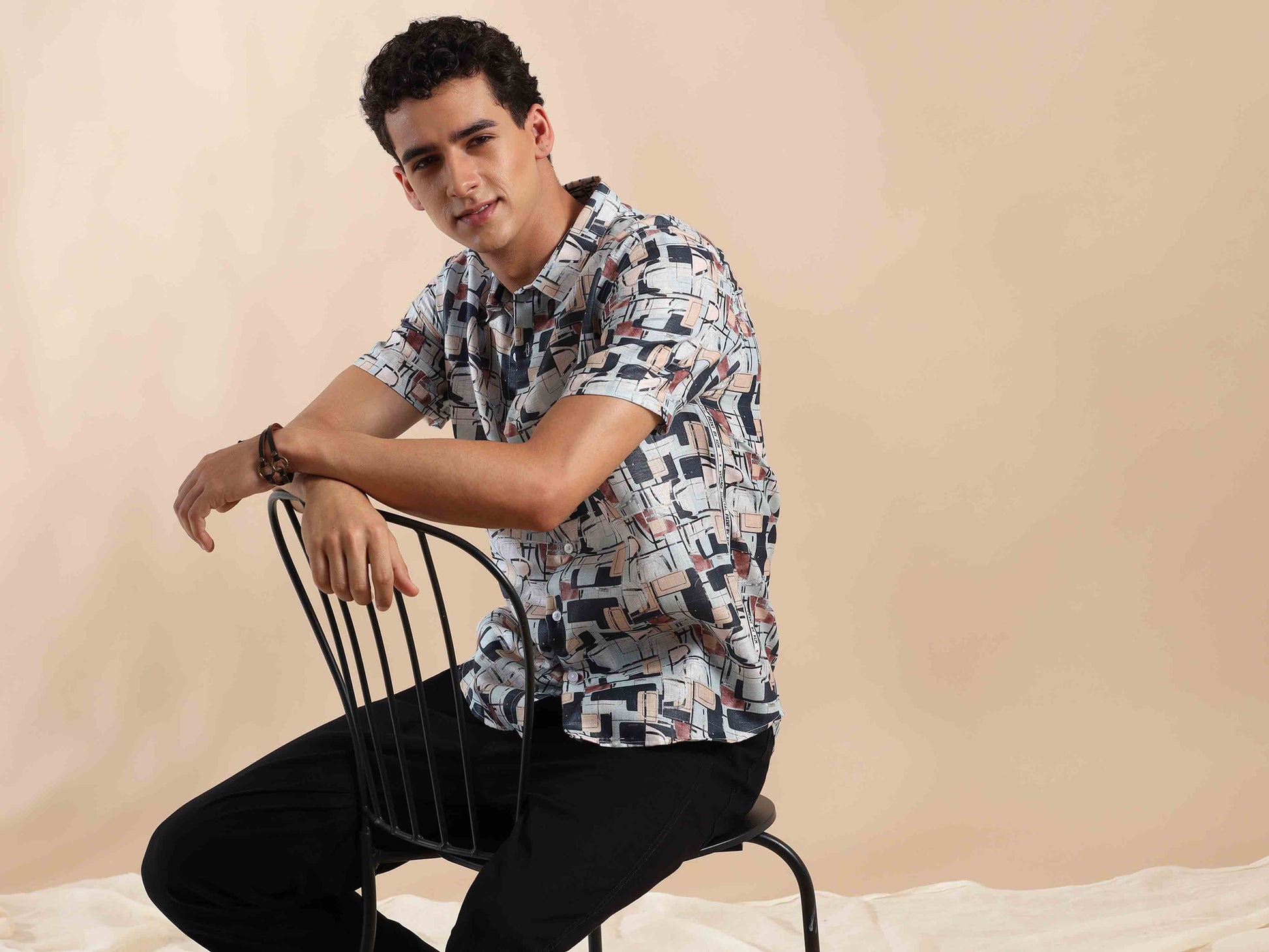 Half sleeve printed polyester cotton shirt for Men