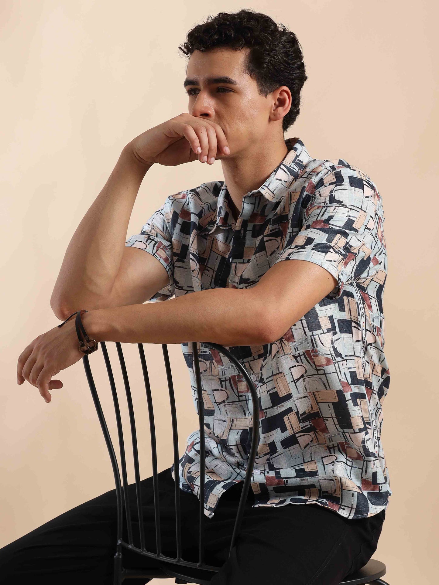 Half sleeve printed polyester cotton shirt for Men