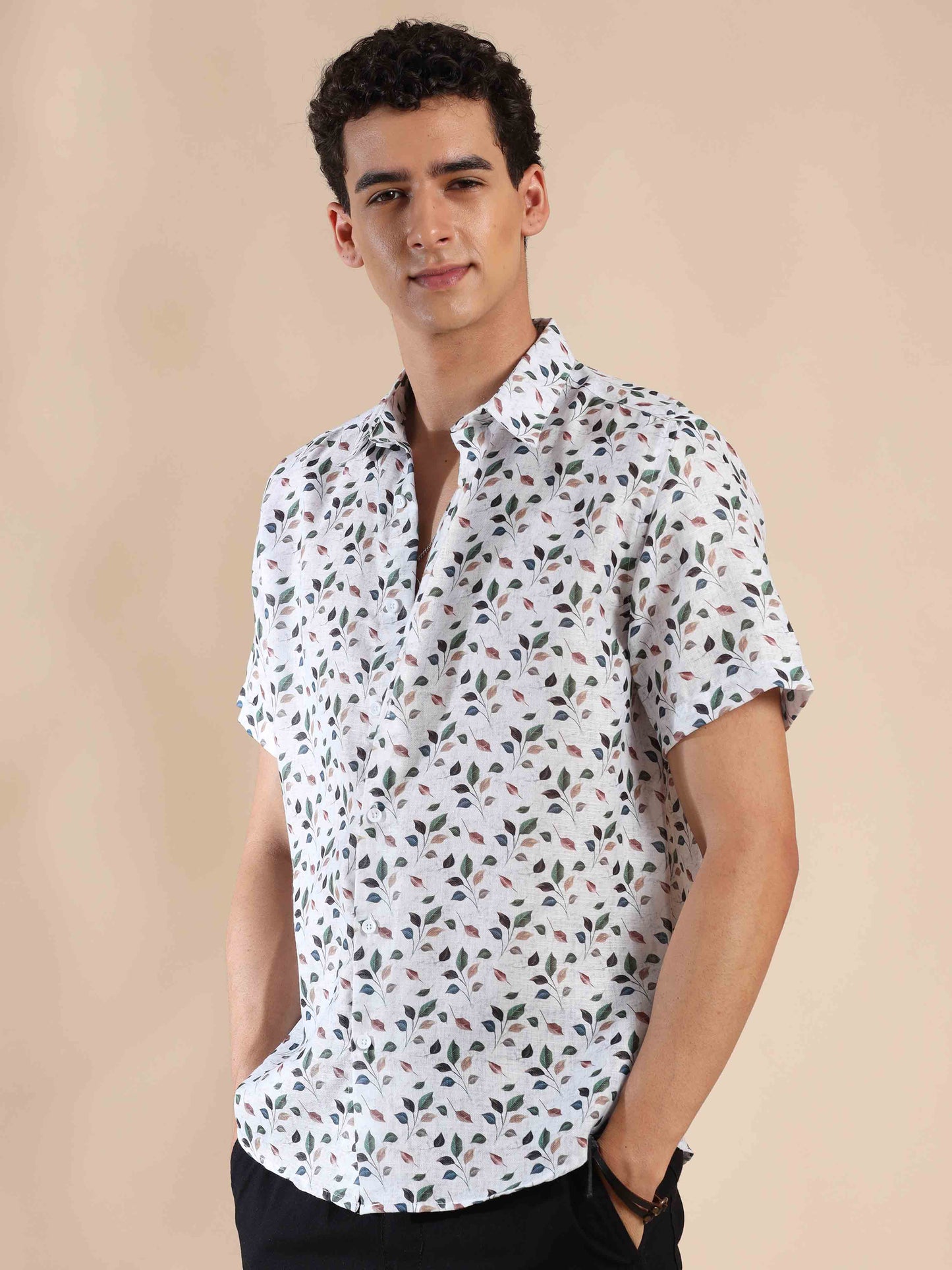 Half sleeve printed polyester cotton shirt for Men