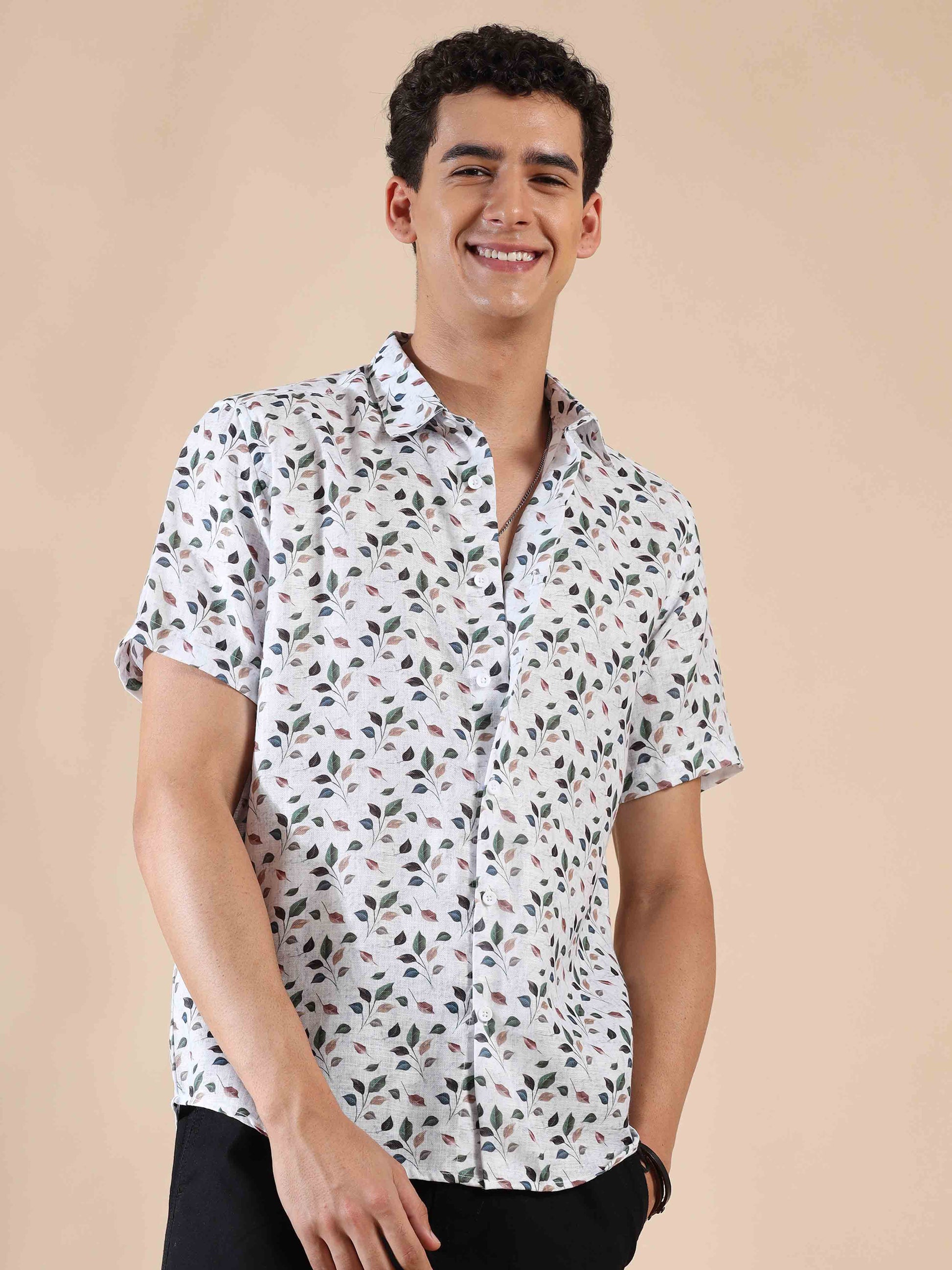 Half sleeve printed polyester cotton shirt for Men