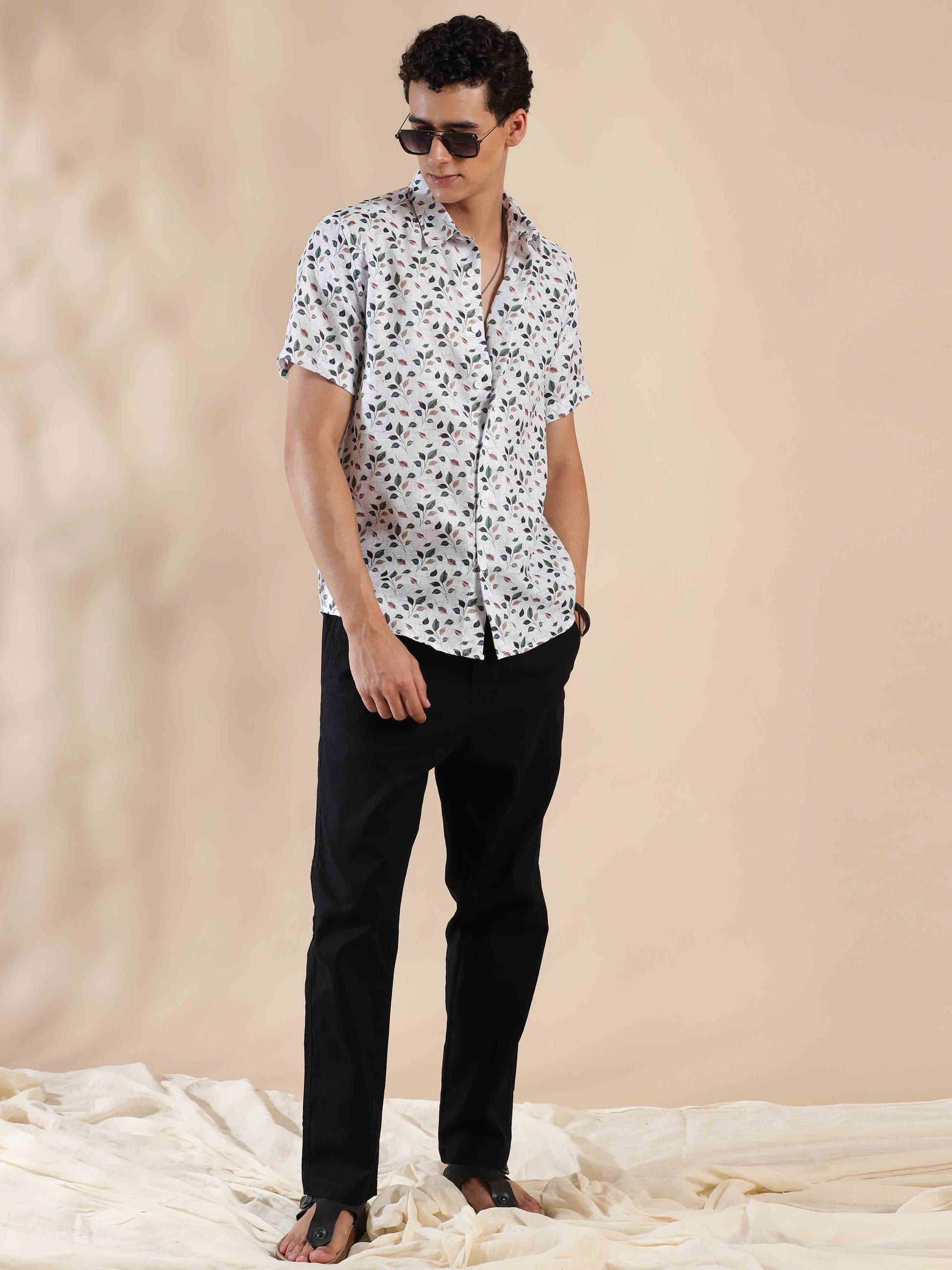 Half sleeve printed polyester cotton shirt for Men