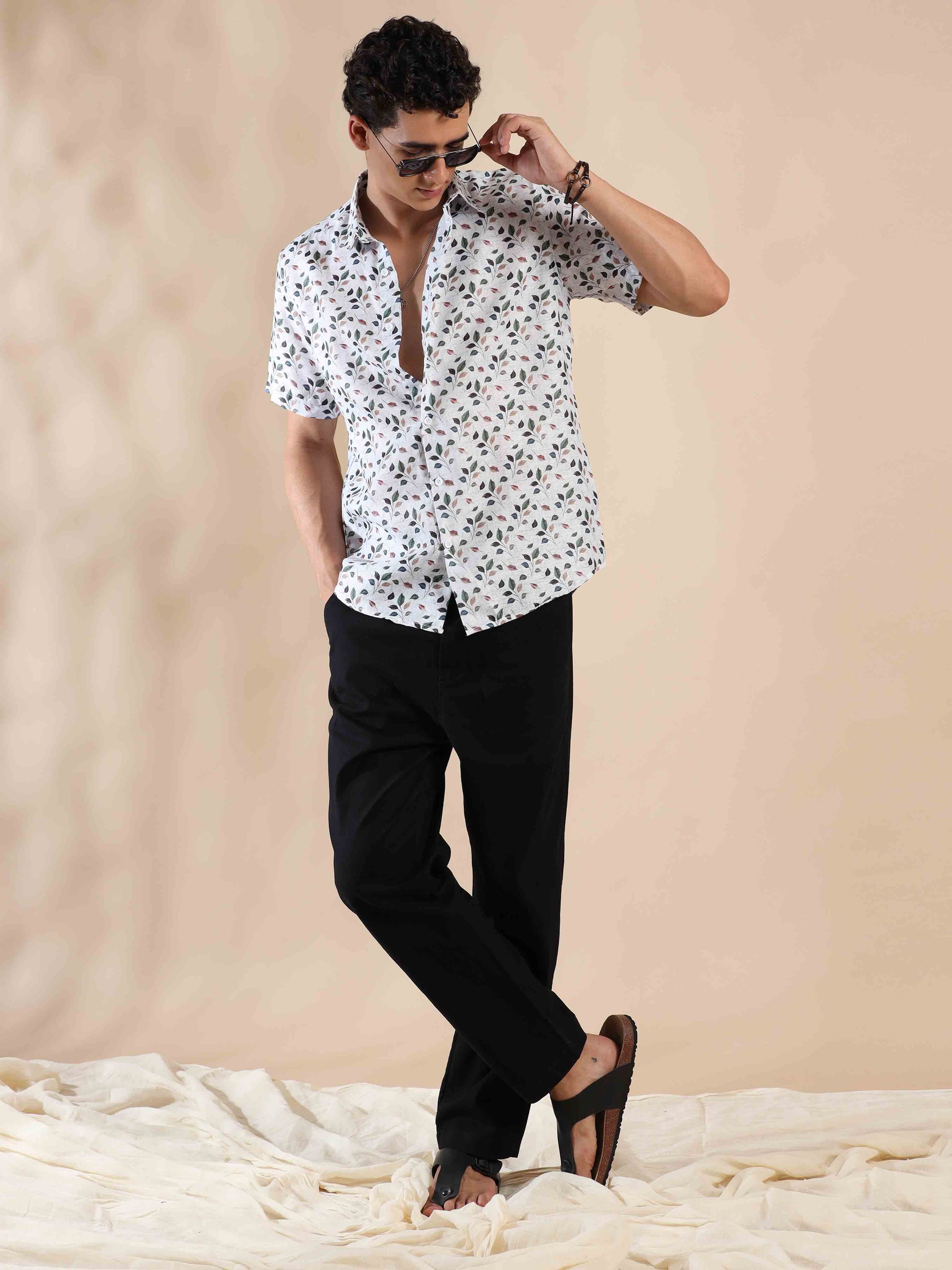 Half sleeve printed polyester cotton shirt for Men