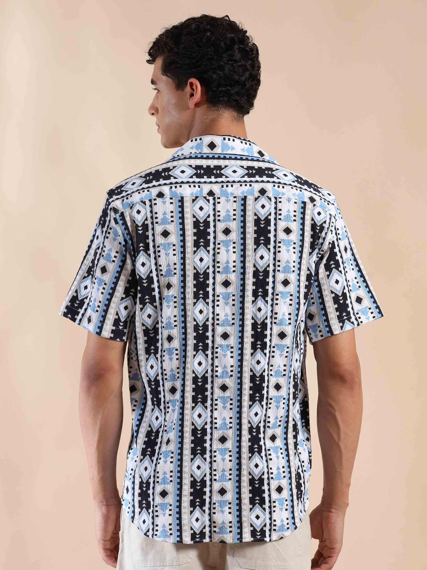 Half sleeve printed popcorn shirt for men