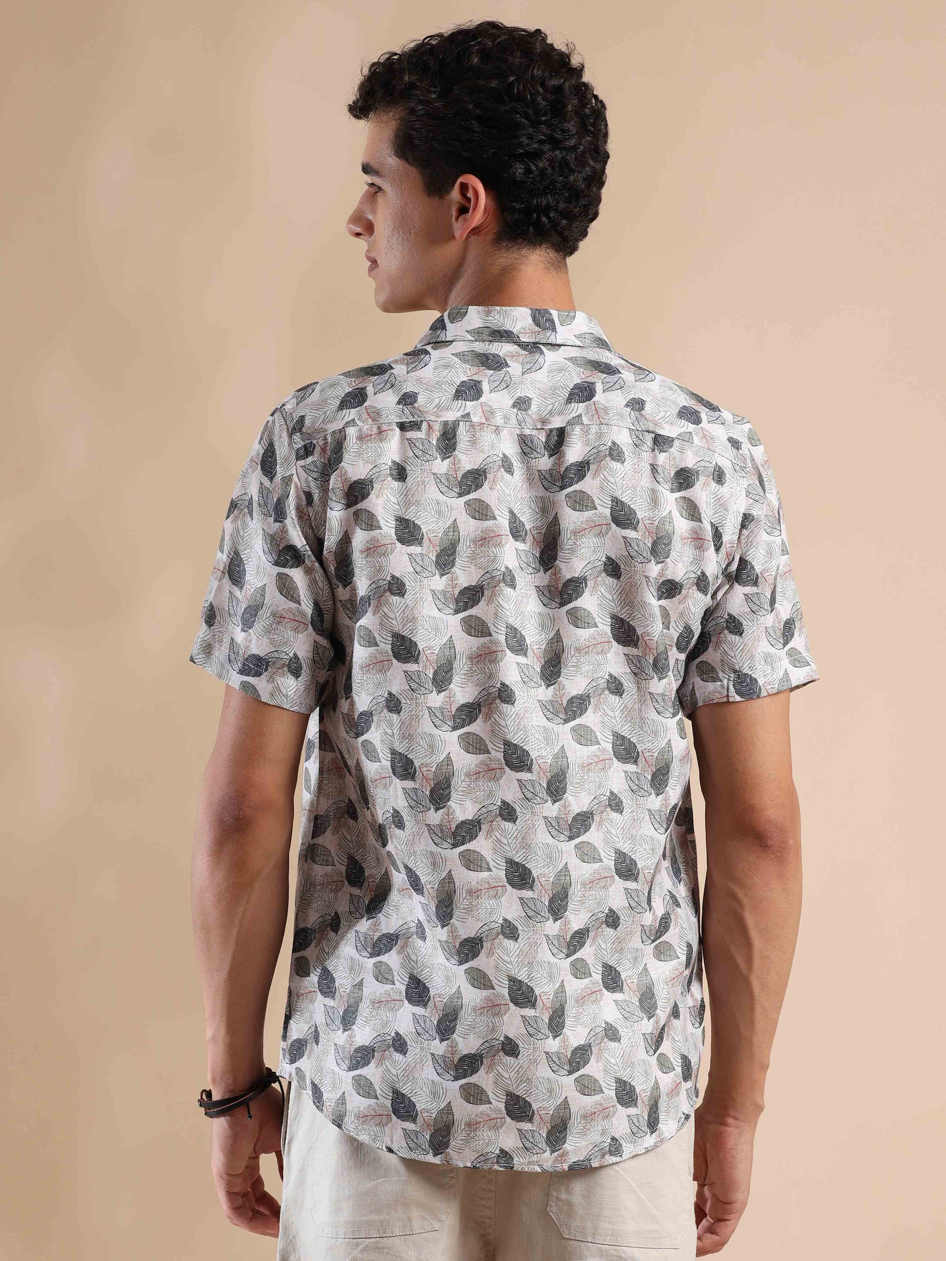 Half sleeve printed polyester cotton shirt for men