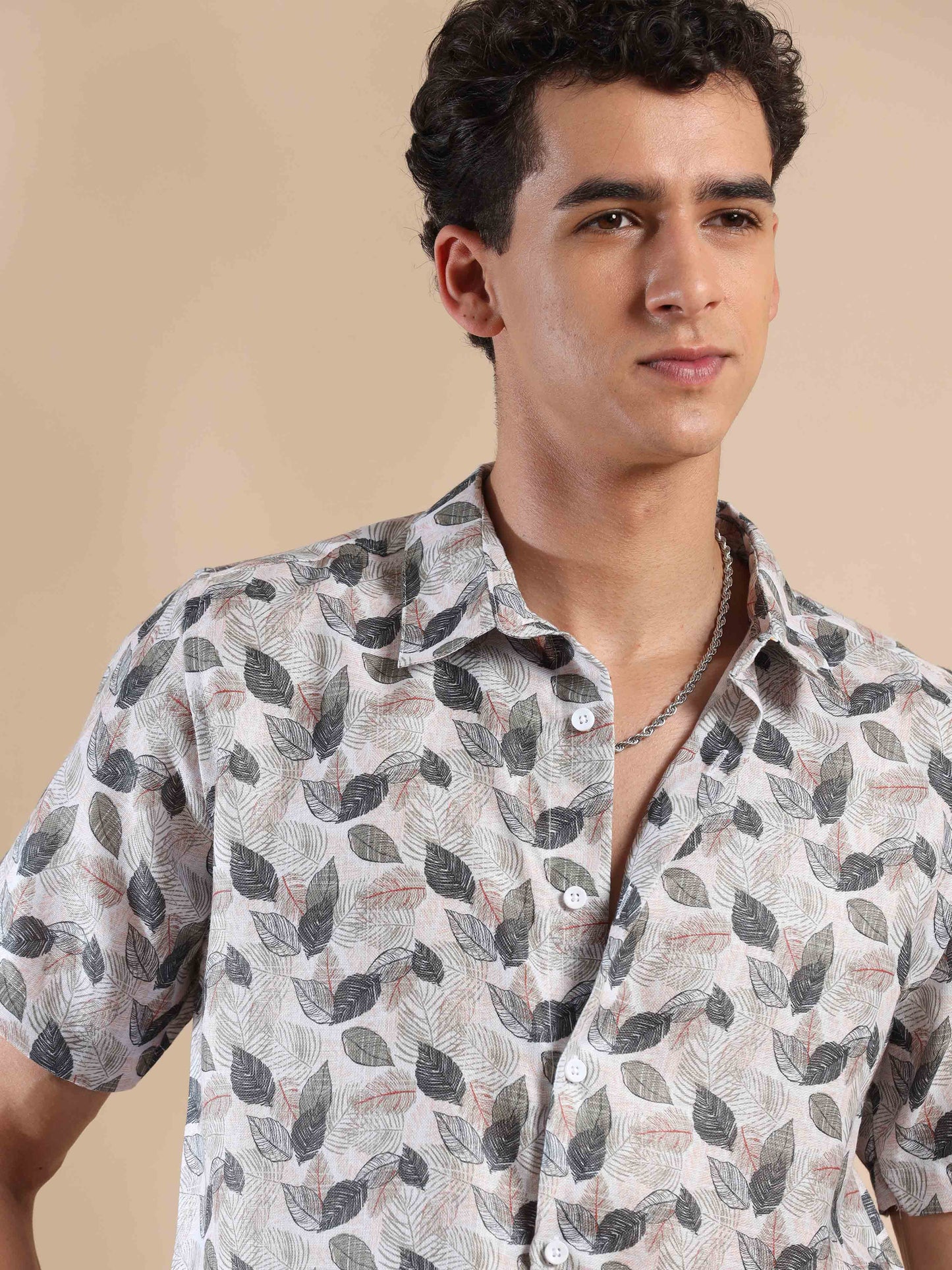 Half sleeve printed polyester cotton shirt for men