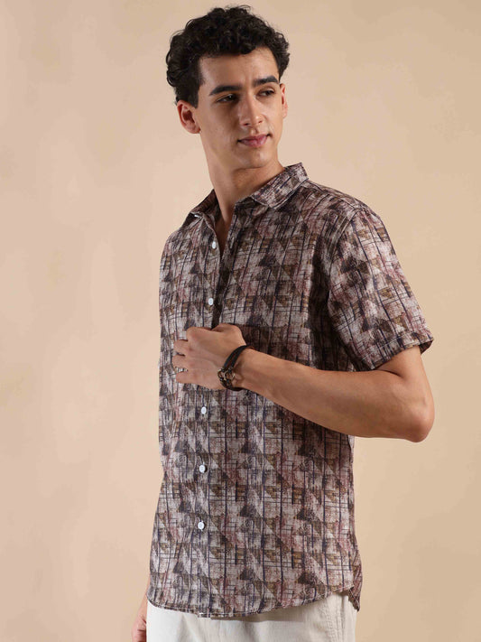 Half Sleeves printed Polyester Cotton for men