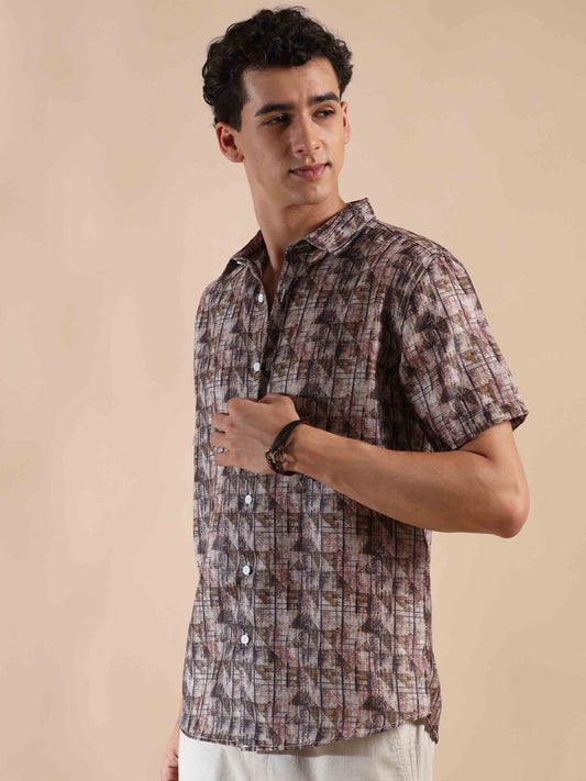 Half Sleeves printed Polyester Cotton for men 