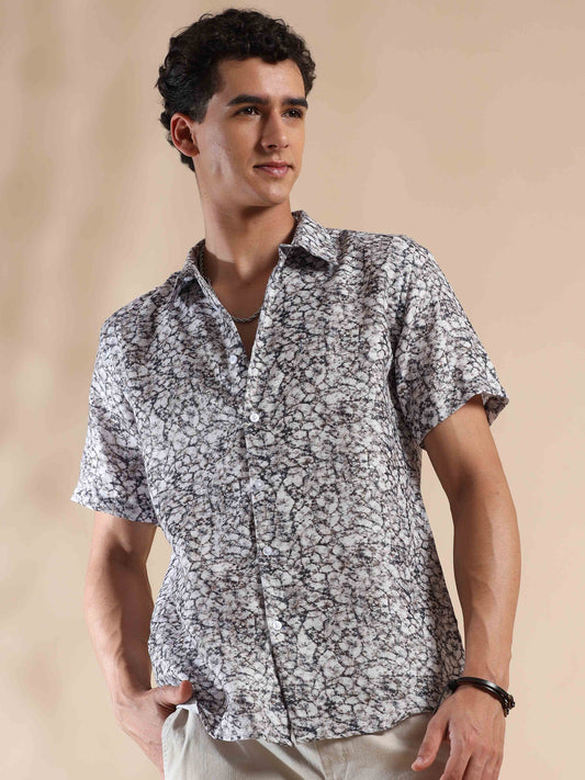 Half Sleeves printed Polyester Cotton shirt for Men