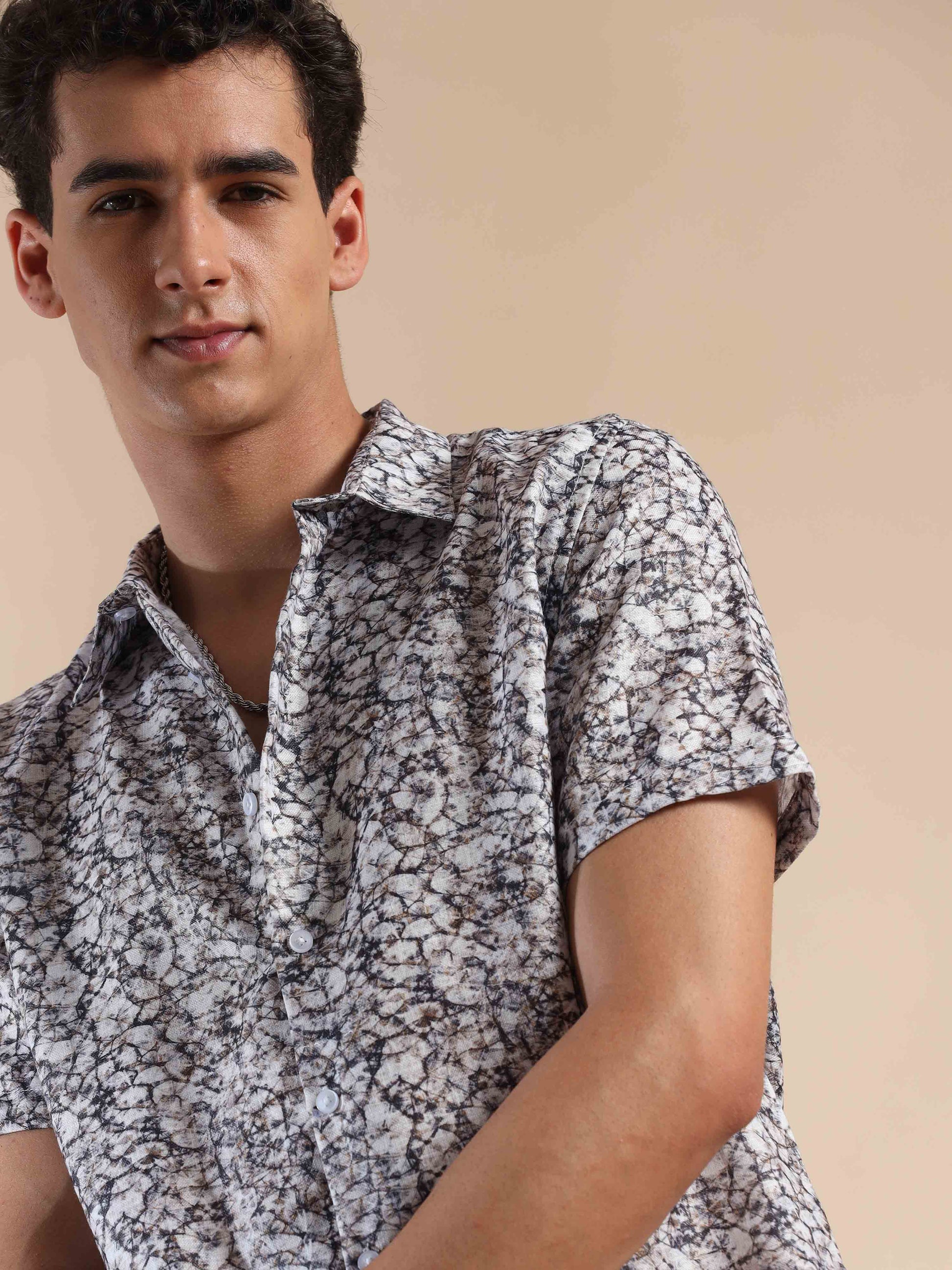 Half Sleeves printed Polyester Cotton shirt for Men