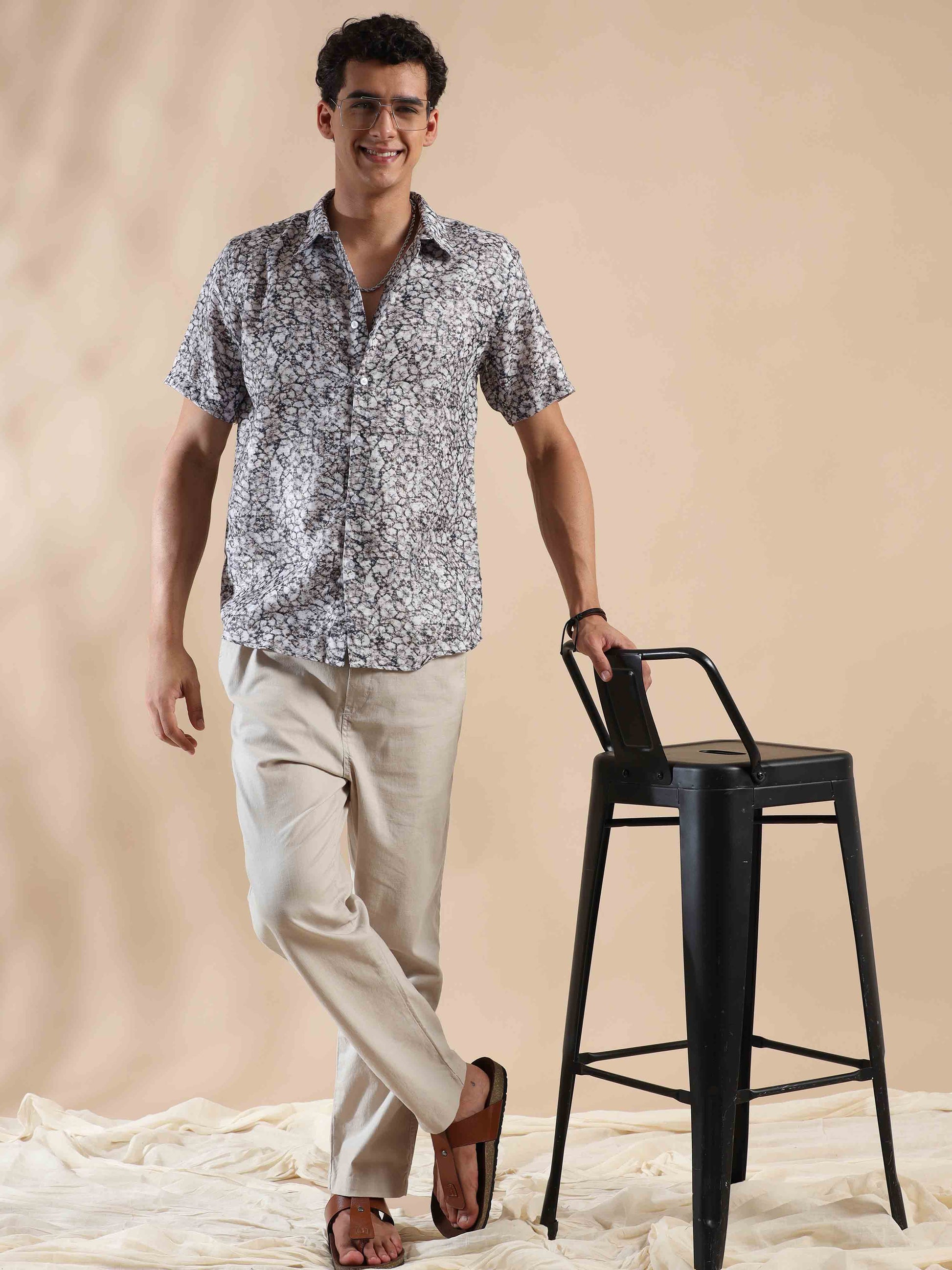 Half Sleeves printed Polyester Cotton shirt for Men