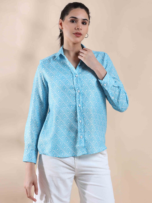 Turquoise Tide Cotton Shirt for women