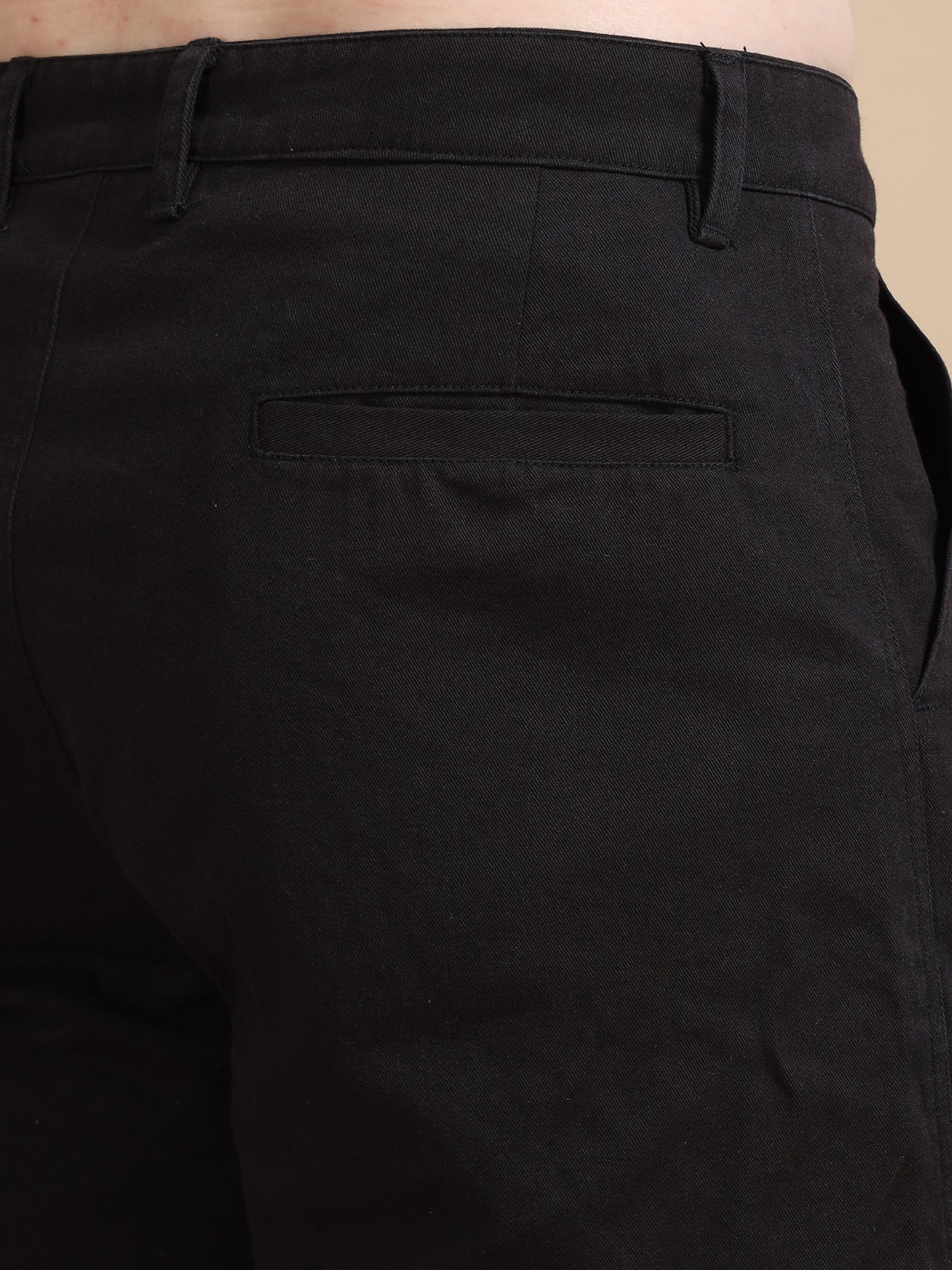 Black Utility Denim Plus Size Cargo Trousers​ for Men