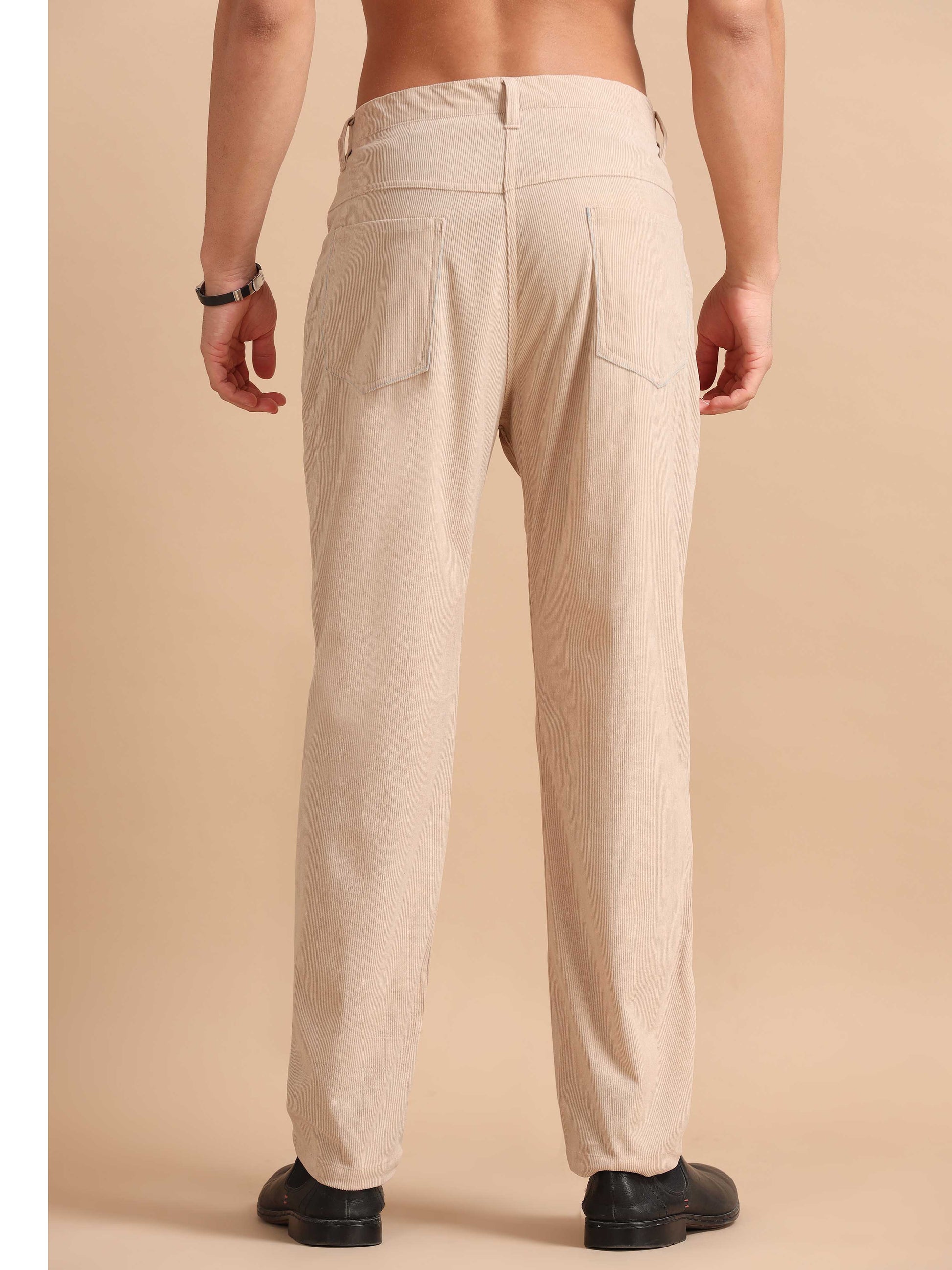 Cream Corduroy Trousers for Men