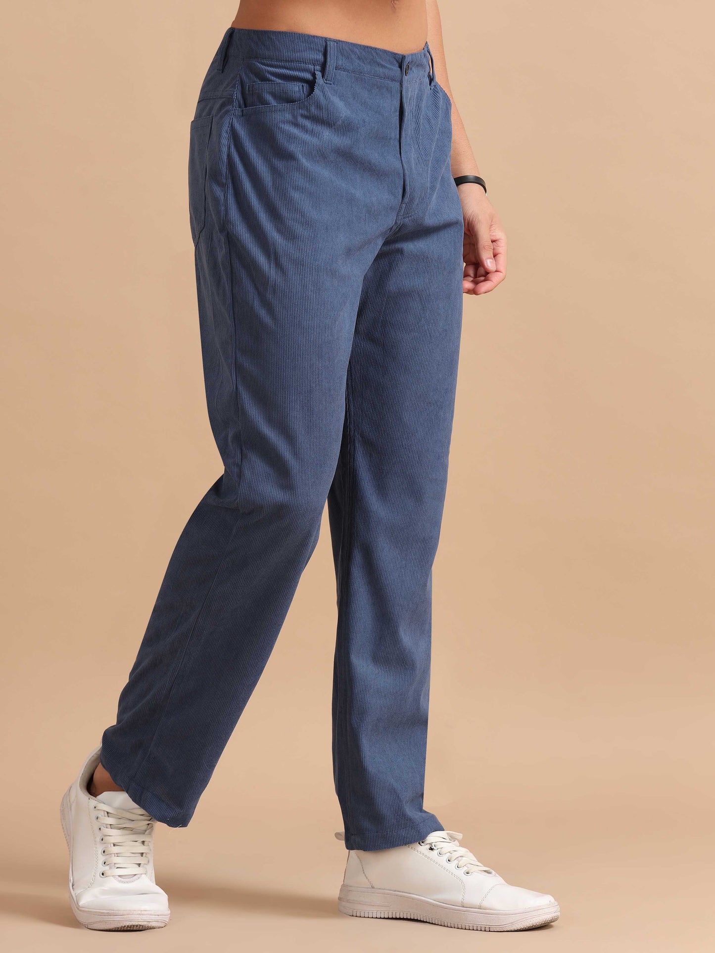 Dark Teal Men's Blue Corduroy Trousers