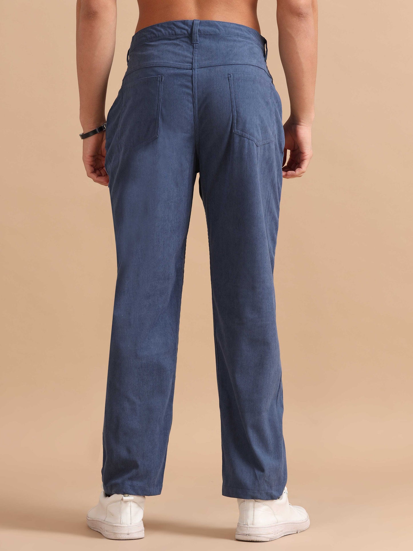 Dark Teal Men's Blue Corduroy Trousers