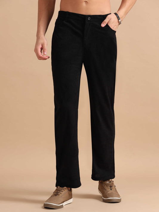 Black Corduroy Trousers for Men