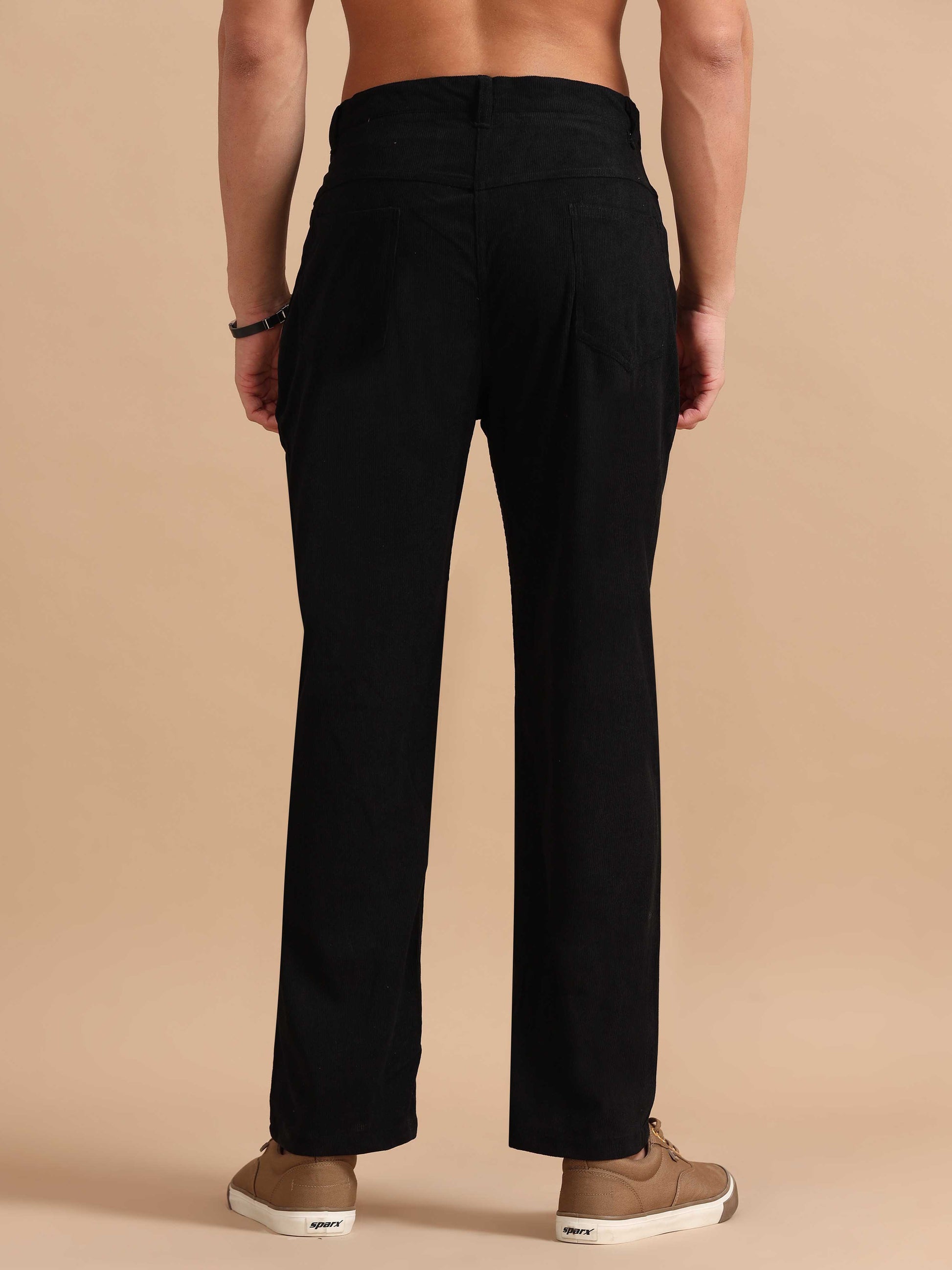 Black Corduroy Trousers for Men