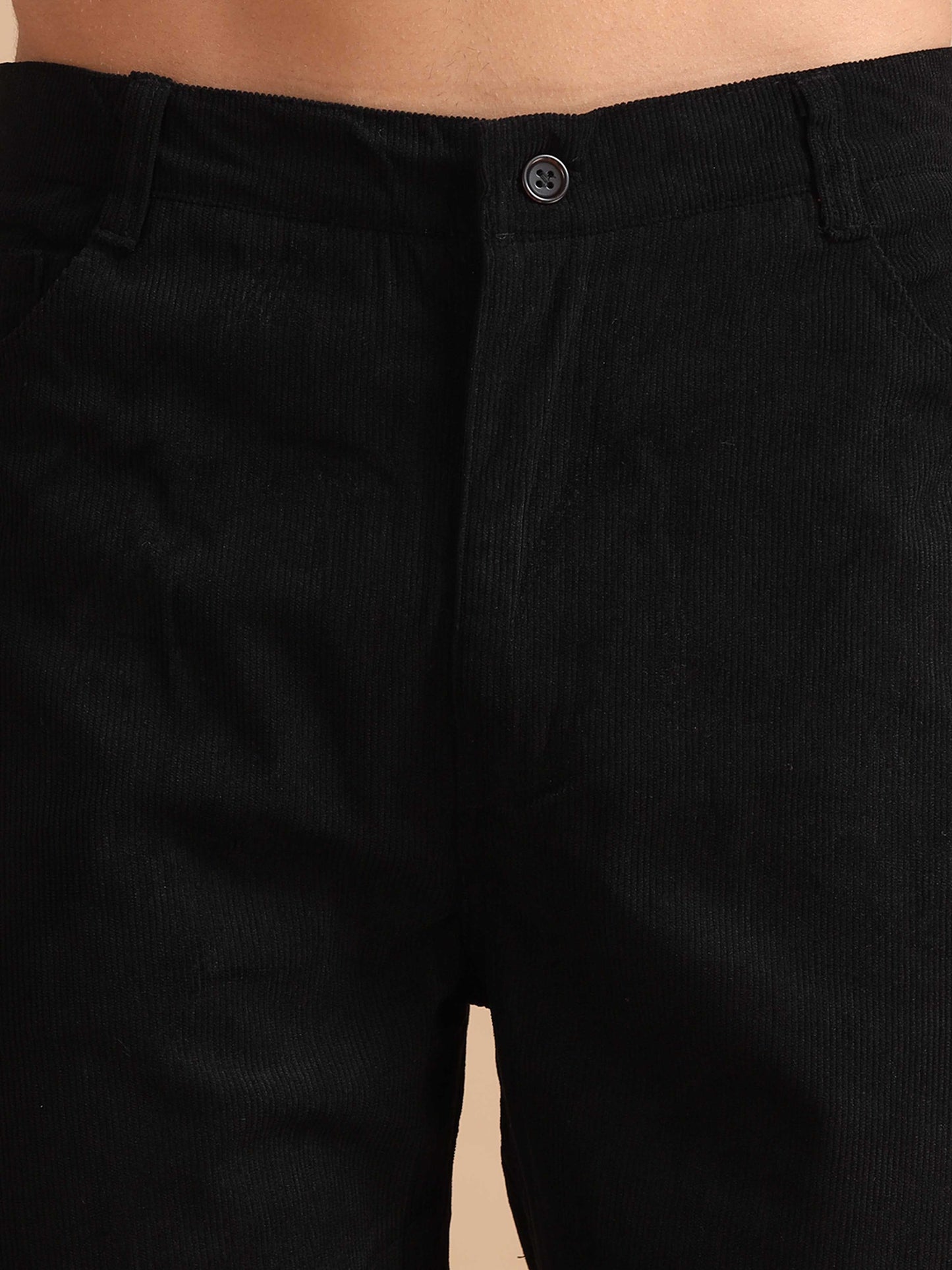 Black Corduroy Trousers for Men