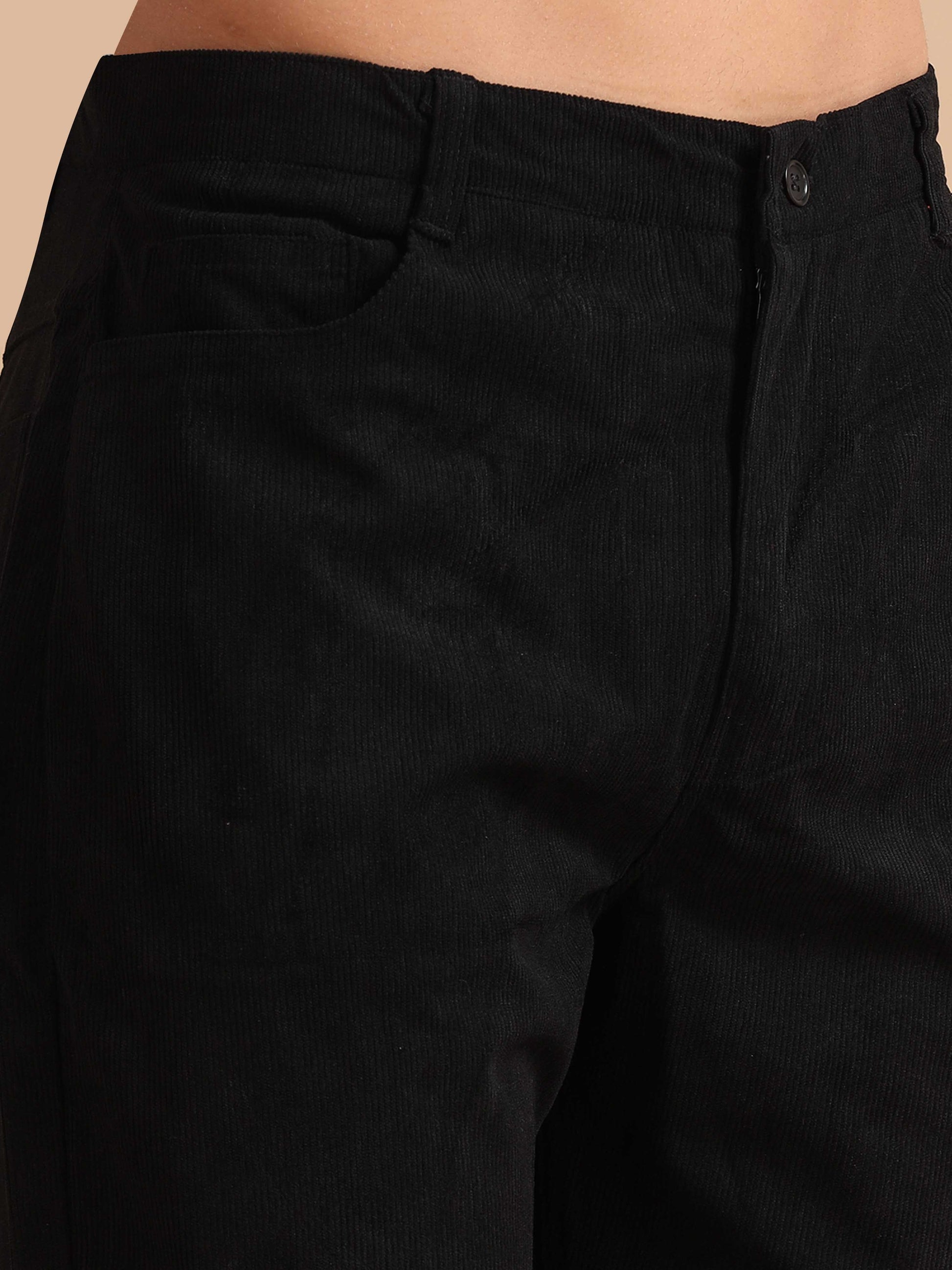 Black Corduroy Trousers for Men