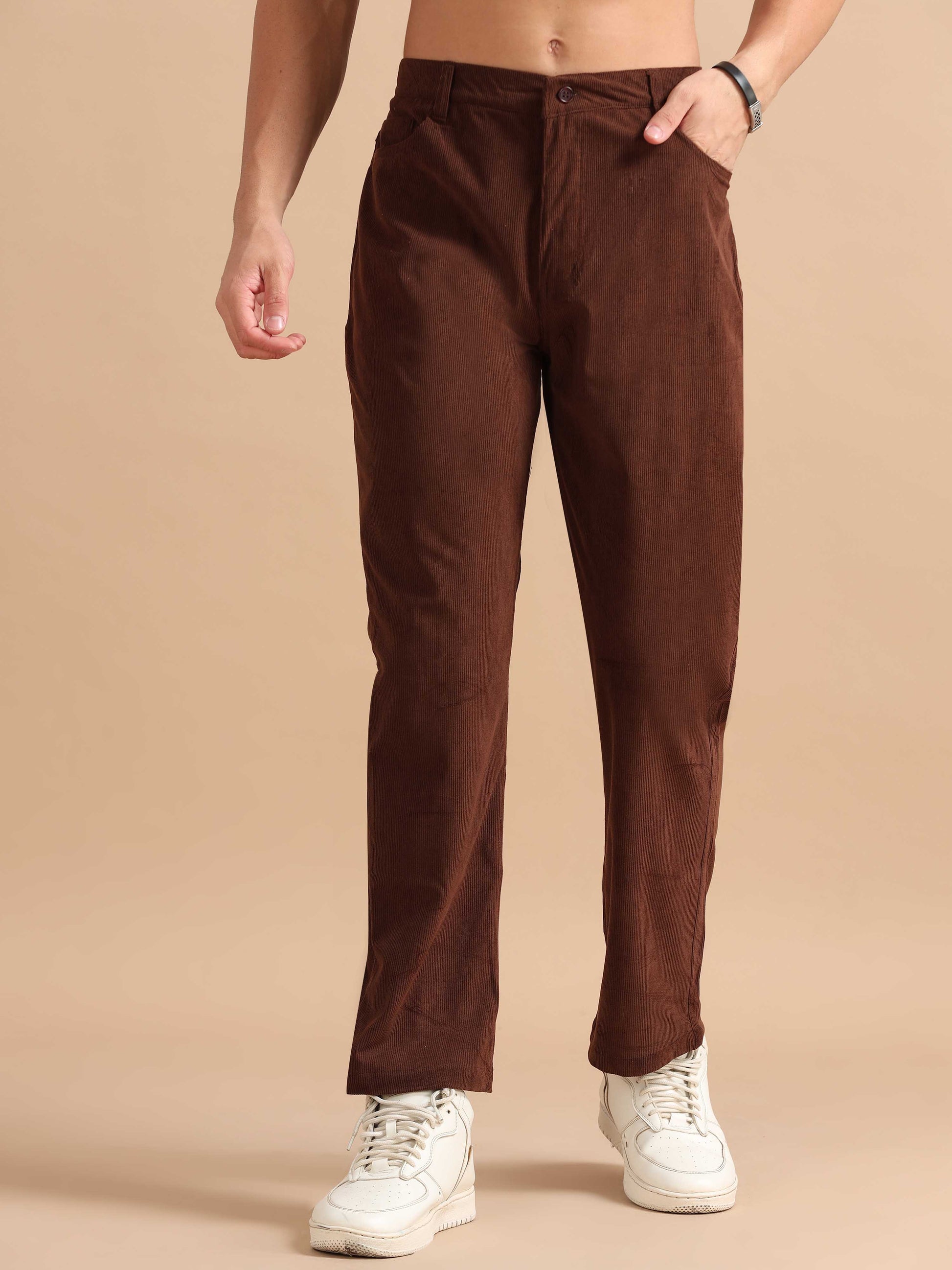 Mens Brown Corduroy Trousers