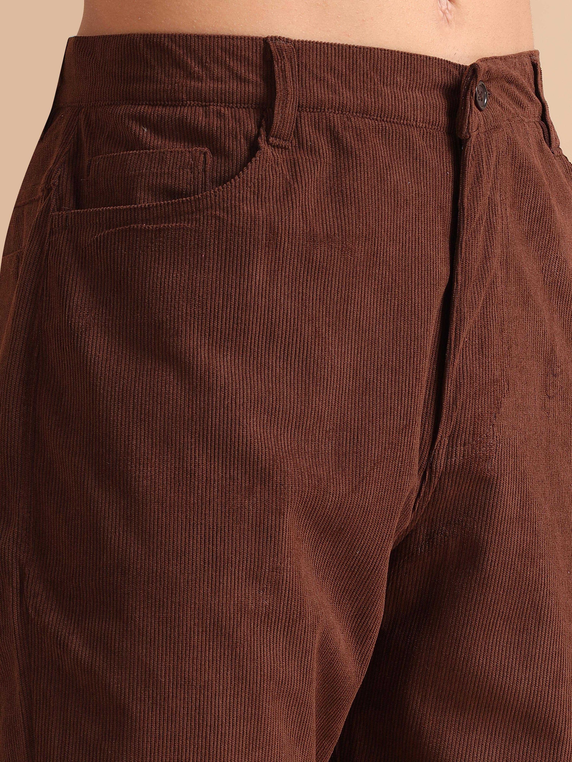 Mens Brown Corduroy Trousers